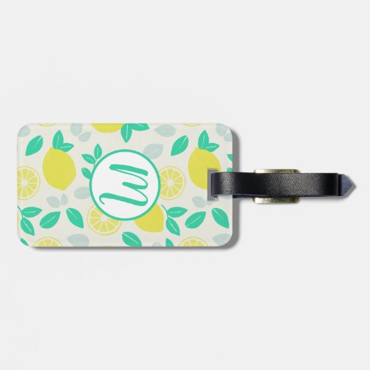 Summer Lemon Pattern in Cream Bagagelabel (Achterkant horizontaal)