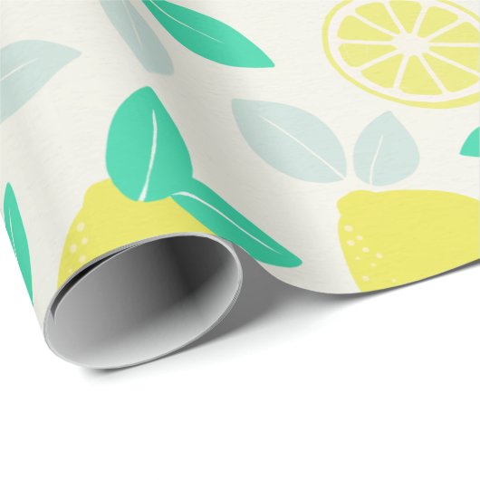 Summer Lemon Pattern in Cream Cadeaupapier (Rol Hoek)