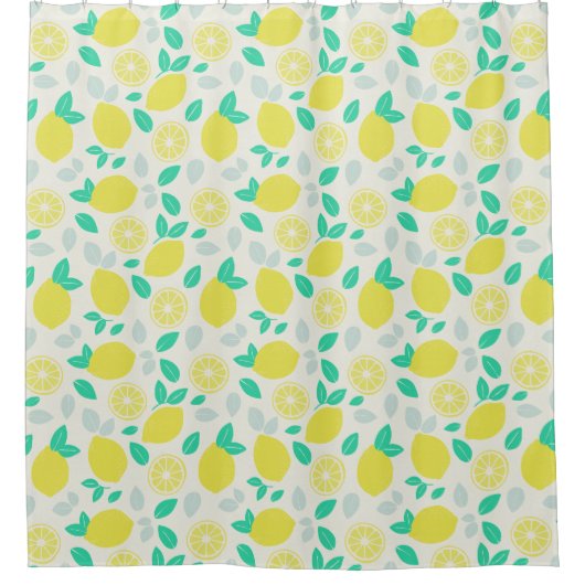 Summer Lemon Pattern in Cream Douchegordijn (Voorkant)
