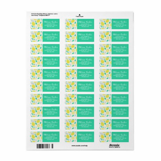 Summer Lemon Pattern in Cream Etiket (Full Sheet)