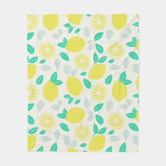 Summer Lemon Pattern in Cream Fleece Deken (Voorkant)