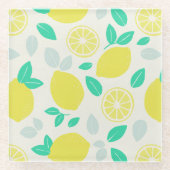 Summer Lemon Pattern in Cream Glazen Onderzetter (Voorkant)