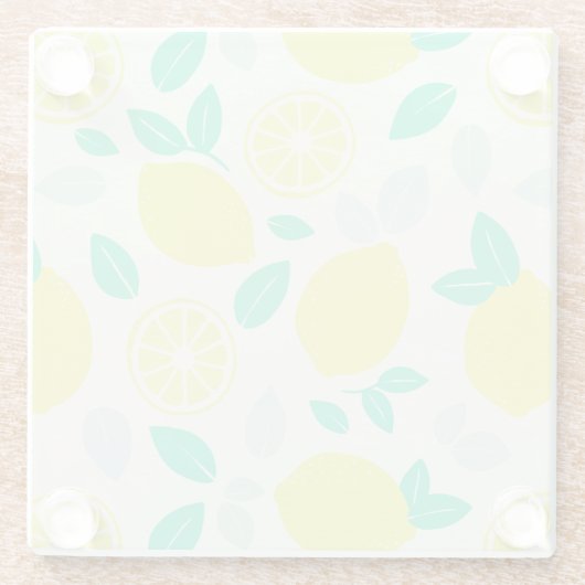 Summer Lemon Pattern in Cream Glazen Onderzetter (Achterkant)