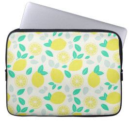 Summer Lemon Pattern in Cream Laptop Sleeve
