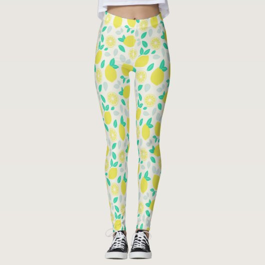 Summer Lemon Pattern in Cream Leggings (Voorkant)