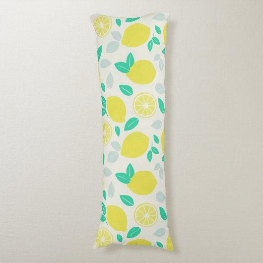 Summer Lemon Pattern in Cream Lichaamskussen (Voorkant Verticaal)