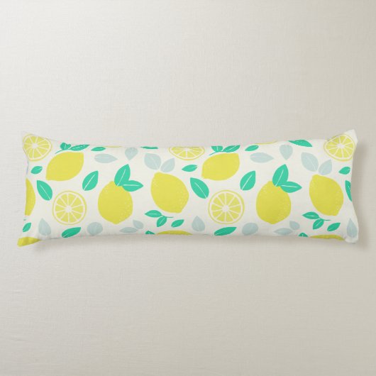 Summer Lemon Pattern in Cream Lichaamskussen (Voorkant)