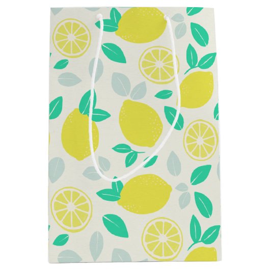 Summer Lemon Pattern in Cream Medium Cadeauzakje (Voorkant)