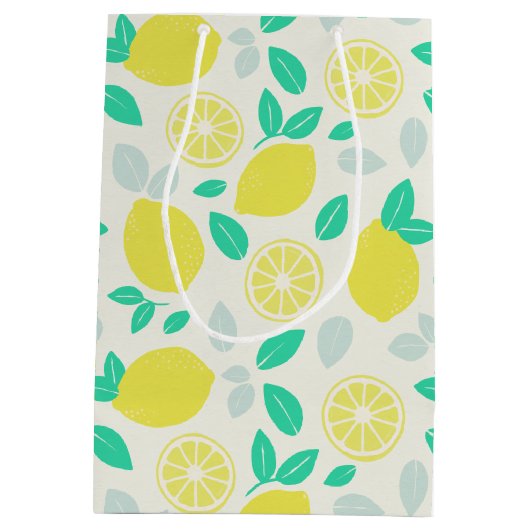 Summer Lemon Pattern in Cream Medium Cadeauzakje (Achterkant)