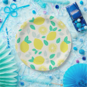 Summer Lemon Pattern in Cream Papieren Bordje (Feest)