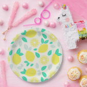 Summer Lemon Pattern in Cream Papieren Bordje (Feest)