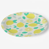 Summer Lemon Pattern in Cream Papieren Bordje (Gekanteld)