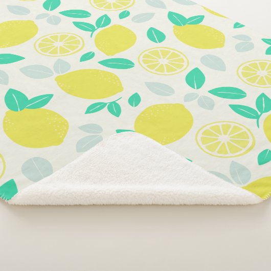 Summer Lemon Pattern in Cream Sherpa Deken (3/4)