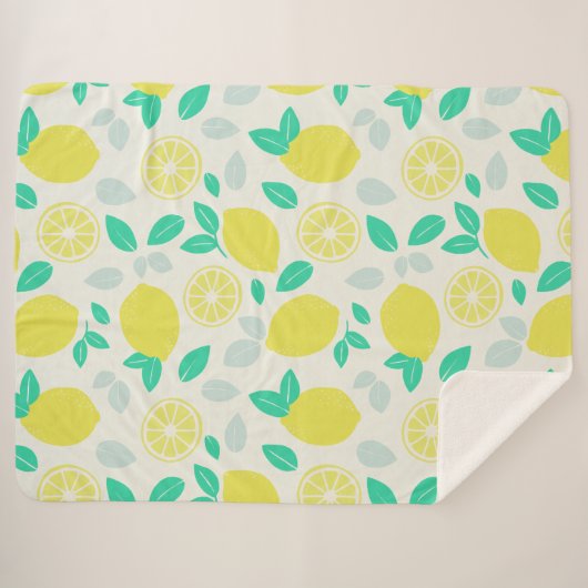 Summer Lemon Pattern in Cream Sherpa Deken (Voorkant (horizontaal))