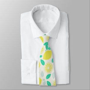 Summer Lemon Pattern in Cream Stropdas
