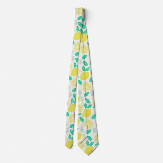 Summer Lemon Pattern in Cream Stropdas (Achterkant)