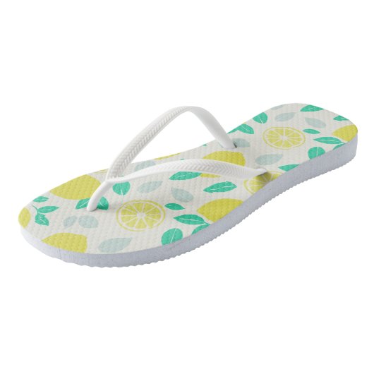 Summer Lemon Pattern in Cream Teenslippers (Schuin)