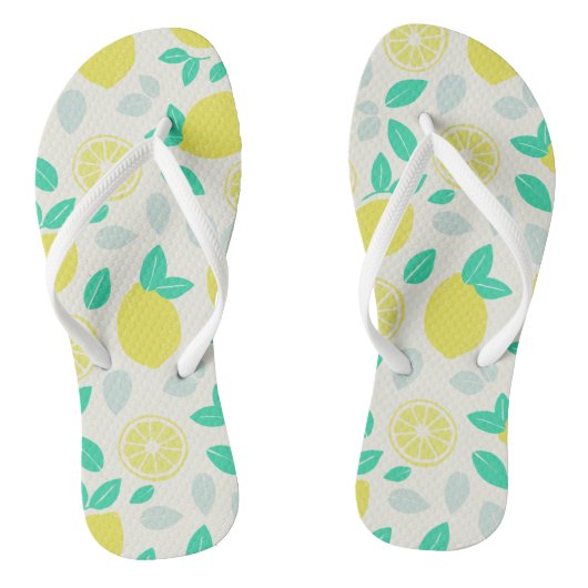 Summer Lemon Pattern in Cream Teenslippers (Voetbed)