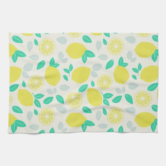 Summer Lemon Pattern in Cream Theedoek (Horizontaal)
