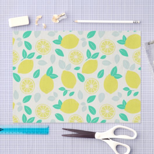 Summer Lemon Pattern in Cream Tissuepapier (Craft)