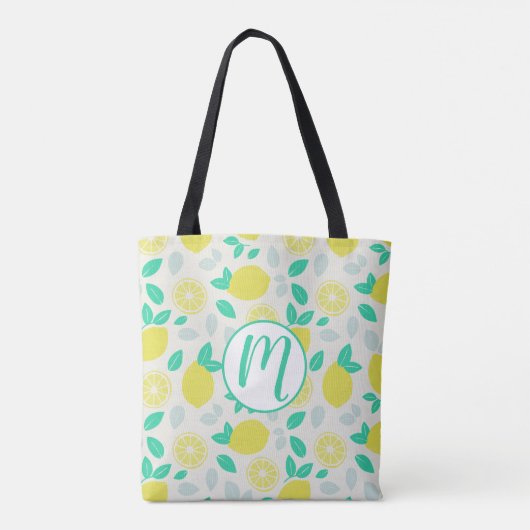 Summer Lemon Pattern in Cream Tote Bag (Achterkant)