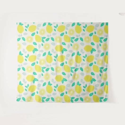 Summer Lemon Pattern in Cream Wandkleed (Voorkant (horizontaal))