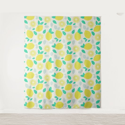 Summer Lemon Pattern in Cream Wandkleed (Voorkant)