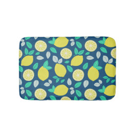 Summer Lemon Pattern in Navy Blue Badmat