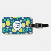 Summer Lemon Pattern in Navy Blue Bagagelabel (Voorkant horizontaal)