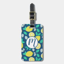 Summer Lemon Pattern in Navy Blue