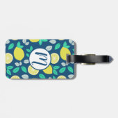 Summer Lemon Pattern in Navy Blue Bagagelabel (Achterkant horizontaal)