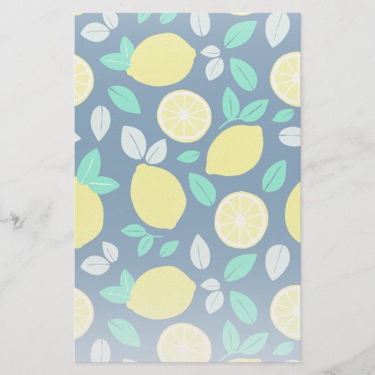 Summer Lemon Pattern in Navy Blue Briefpapier (Voorkant)