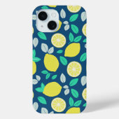 Summer Lemon Pattern in Navy Blue Case-Mate iPhone Case (Achterkant)