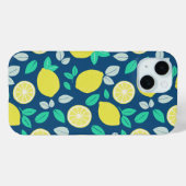 Summer Lemon Pattern in Navy Blue Case-Mate iPhone Case (Achterkant (horizontaal))