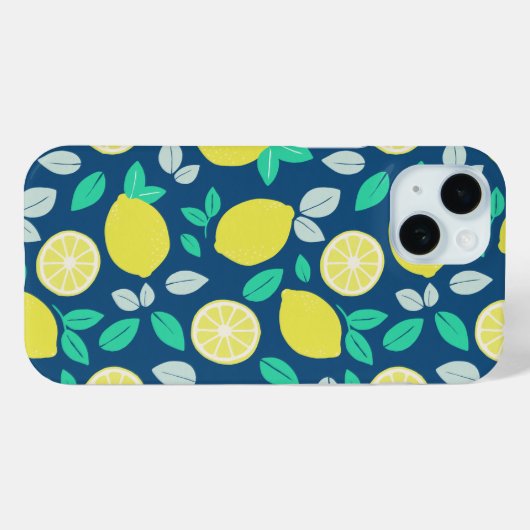 Summer Lemon Pattern in Navy Blue Case-Mate iPhone Case (Achterkant (horizontaal))