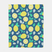 Summer Lemon Pattern in Navy Blue Fleece Deken (Voorkant)