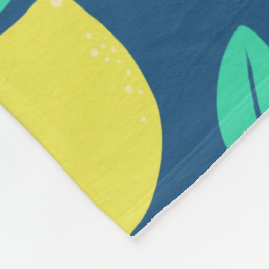 Summer Lemon Pattern in Navy Blue Fleece Deken (Hoek)