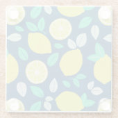 Summer Lemon Pattern in Navy Blue Glazen Onderzetter (Achterkant)