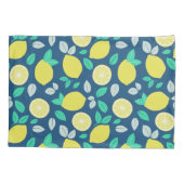 Summer Lemon Pattern in Navy Blue Kussensloop (Achterkant)