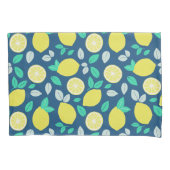 Summer Lemon Pattern in Navy Blue Kussensloop (Voorkant)