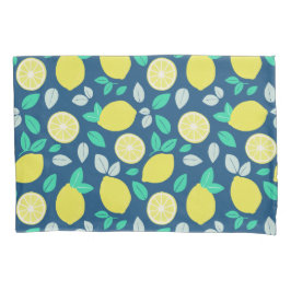 Summer Lemon Pattern in Navy Blue Kussensloop