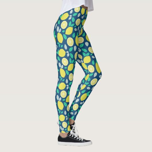 Summer Lemon Pattern in Navy Blue Leggings (Rechts)