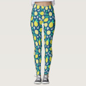 Summer Lemon Pattern in Navy Blue Leggings (Voorkant)