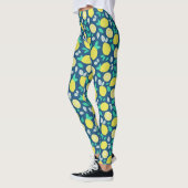 Summer Lemon Pattern in Navy Blue Leggings (Links)