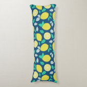 Summer Lemon Pattern in Navy Blue Lichaamskussen (Voorkant Verticaal)