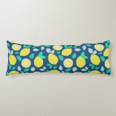 Summer Lemon Pattern in Navy Blue Lichaamskussen (Voorkant)