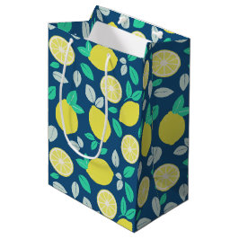 Summer Lemon Pattern in Navy Blue Medium Cadeauzakje