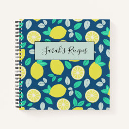 Summer Lemon Pattern in Navy Blue Notitieboek