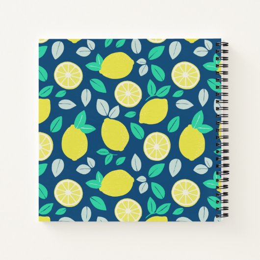 Summer Lemon Pattern in Navy Blue Notitieboek (Achterkant)
