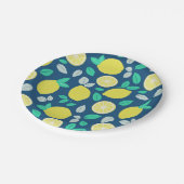 Summer Lemon Pattern in Navy Blue Papieren Bordje (Gekanteld)